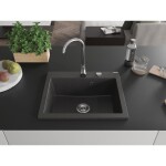 MEXEN - Elix granitový dřez 1-miska 600 x 500 mm, černá kropenatá, sifon chrom 6525601005-76