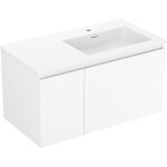 MEXEN/S - Rivel koupelnová skříňka 90 cm s umyvadlem Otis pravá, 1S, 1D, reliéf, bílá mat 91A23-09047-3-BBFF01-W18P01
