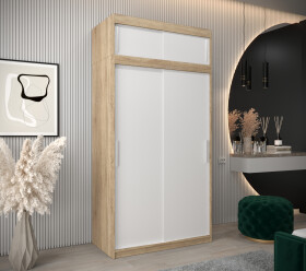 Šatní skříň Abi T0 s nástavcem Barva korpusu: Dub Sonoma, Rozměry: 120 cm, Dveře: Bílá