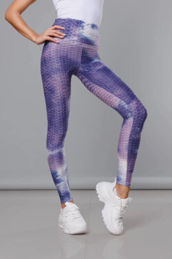 Fialové legíny s motivem TIE DYE (YW88025) odstíny fialové L (40)