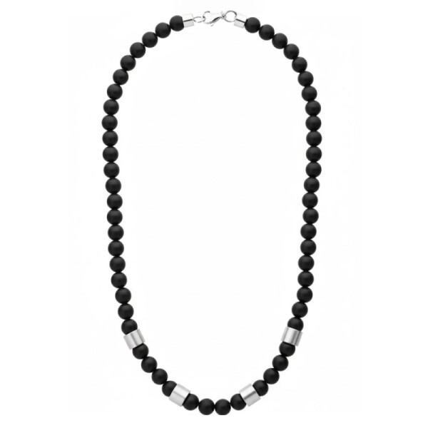 Luxusní pánský korálkový náhrdelník Franc - 8 mm černý onyx, Černá 55 cm