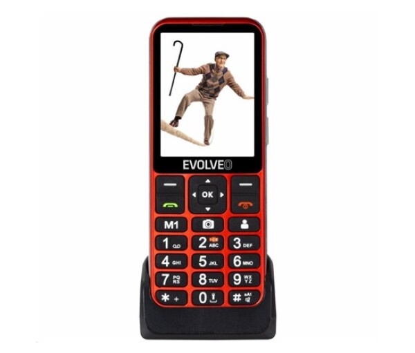EVOLVEO EasyPhone LT, mobilní telefon pro seniory s nabíjecím stojánkem, červená EDF_546825