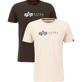 Alpha Industries Tričko Label T 2 Pack [sada 2 ks] black olive | jets stream white S