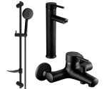 MEXEN/S - Lua DF75 SET vanová a umyvadlová baterie, černá 72813DF75-70