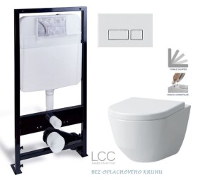 PRIM - předstěnový instalační systém s chromovým matným tlačítkem 20/0040 + WC LAUFEN PRO LCC RIMLESS + SEDÁTKO PRIM_20/0026 40 LP2