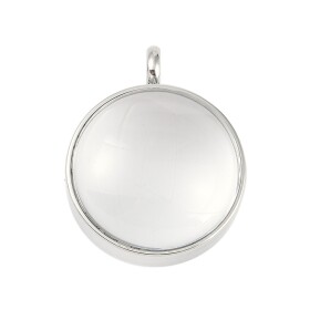 Přívěsek - nerezový medailonek se sklem - kulatý - 24 mm - 1 ks
