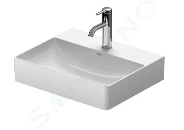 DURAVIT - DuraSquare Nábytkové umyvadlo Compact, 500x400 mm, 1 otvor pro baterii, DuraCeram, s WonderGliss, bílá 23565000411