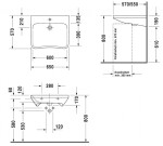 DURAVIT - DuraStyle Umyvadlo 65x57 cm, s 1 otvorem pro baterii, s WonderGliss, alpská bílá 23296500001