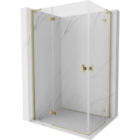 MEXEN/S - Mist-H L Duo sprchový kout dveře křídlové 120 x 110, transparent, zlato 8A5L-120L-110P-50-00