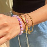 ELENYS Amethyst Aura – pozlacený náramek 18K žluté zlato Délka náramku: 18 cm · natahovací provedení