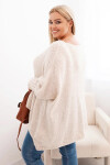 Dámský svetr Plus Size z akrylu volného střihu s rukávem 3/4 béžový UNI