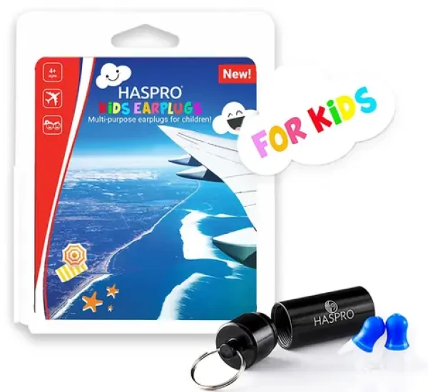 Haspro Travel - Airplane špunty do uší na cestování pro děti, 1 pár / 2ks (HSEPUH1905)