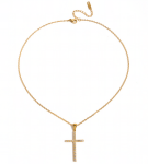 ELENYS Cross Pavé – pozlacený náhrdelník 18K žluté zlato Délka: 40,5+5 cm / max. 45,5 cm