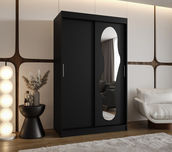 Šatní skříň Abi Ultra Rozměry: 120 cm, Barva korpusu + barva dveří: Černá + Černá