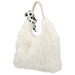 Módní dámská plyšová kabelka do ruky Raiga, krémová