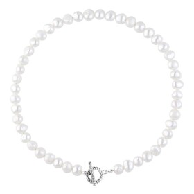 Perlový náhrdelník Katerina - chirurgická ocel, říční perla, Stříbrná 42 cm