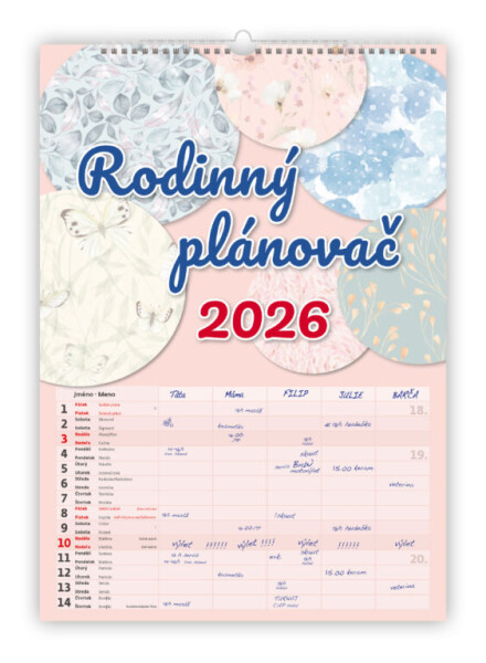 Nástěnný kalendář 2026 Helma - Rodinný plánovač