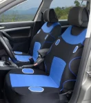 COMPASS Autopotahy LAS VEGAS černo-modré / sada 2 přední sedadla / opěrky hlavy 2x / 100% polyester