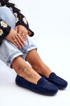 Dámské semišové mokasíny modré Lenvie 36