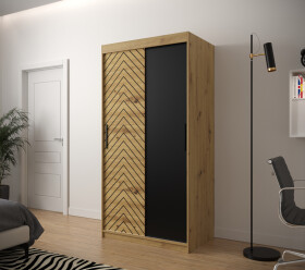 Šatní skříň Abi Jodelka Barva korpusu: Dub artisan, Rozměry: 100 cm, Dveře: Dub artisan