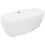 MEXEN/S - Lira volně stojící vana vzor 170 x 80, bílá, sifon a přepad zlatá 52831708000-50