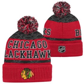 Outerstuff Dětská zimní čepice Chicago Blackhawks Puck Pattern Cuffed Pom