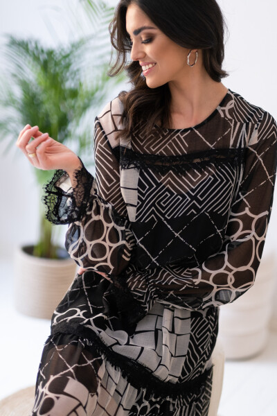 Dámské šaty 9263 Black - Mefese 40 černo - bílá