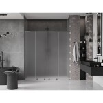 MEXEN/S - Velar L Duo posuvné sprchové dveře 200, dekor, grafit kartáčovaná 871-200-003-32-66