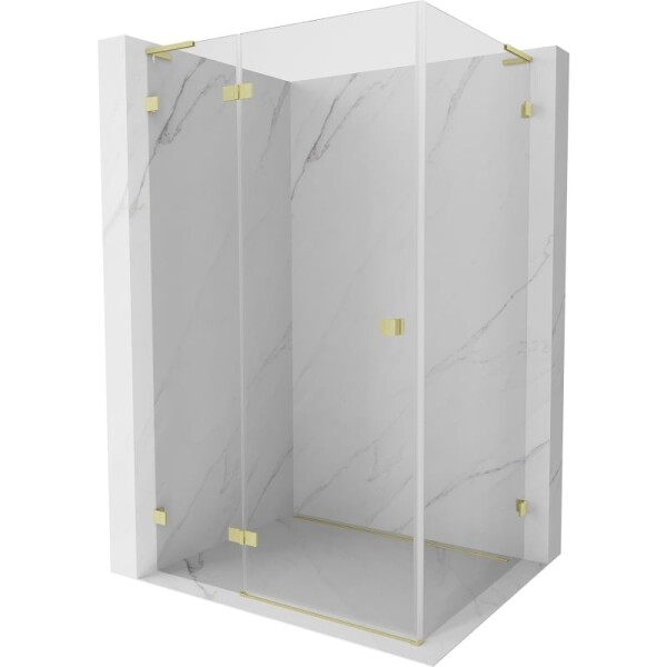 MEXEN/S - Lunar L sprchový kout dveře křídlové levá 70 x 90, transparent, zlato kartáčovaná 834L-070-090-55-00-L