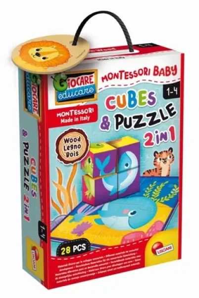 Liscianigioch Montessori Dřevěné kostky a puzzle