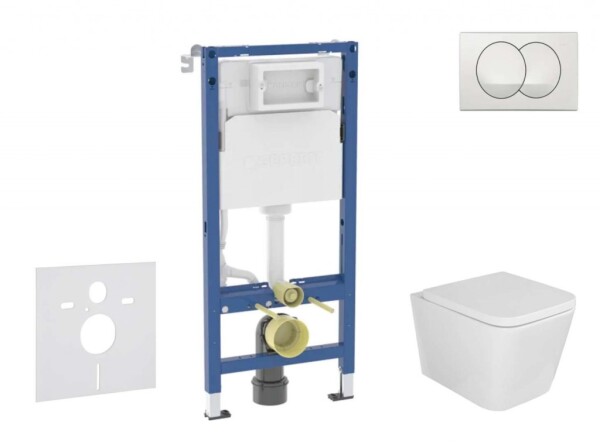 GEBERIT - Duofix Set předstěnové instalace, klozetu Arkas I a sedátka softclose, tlačítko Delta, bílá SANI11CA3158B