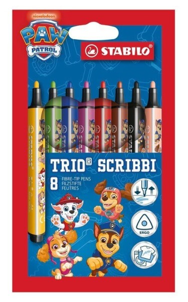 Vláknový fix - STABILO Trio Scribbi PAW Patrol - 8 ks sada - s potiskem designu PAW Patrol