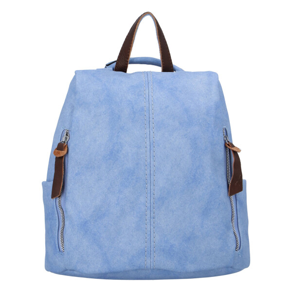 Zajímavý menší dámský koženkový batůžek Melánie, světle modrá