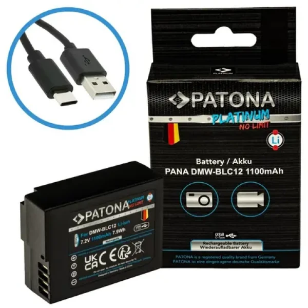 PATONA DMW-BLC12 Platinum 1100mAh / Baterie / Pro Panasonic / Li-Ion / USB-C nabíjení (PT1402)