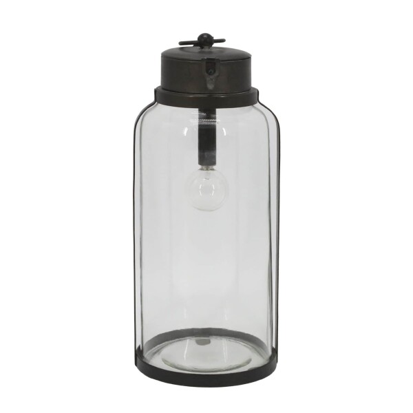 Chic Antique Svítící LED lucerna Antique Coal 30,5 cm, černá barva, čirá barva, sklo, kov