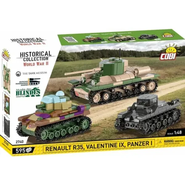 COBI 2740 3 tanky:Panzer I,Valentine IX, Renault R,Tank Museum,Les Blindes in Saumur,DPM