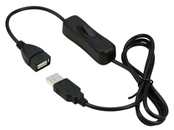 PremiumCord USB 2.0 černá / Prodlužovací kabel / s vypínačem / A-A / 1 m (kupaasw1)