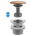 REA - Umyvadlový sifon s univerzální výpustí click-clack Flow Brush Copper REA-A9497