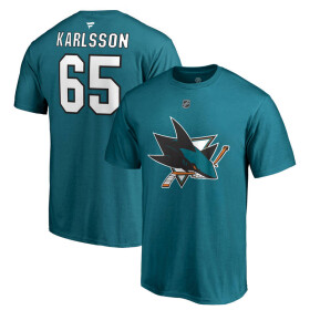 Fanatics Pánské Tričko San Jose Sharks Erik Karlsson #65 Stack Logo Name Number Velikost:
