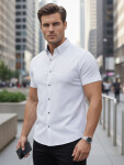 Pánská košile slim fit s krátkým rukávem, bílá, FashionStreet KX1094 XXL