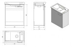 AQUALINE - ZOJA/KERAMIA FRESH umyvadlová skříňka 44x50x25,3cm, dub platin 51046DP