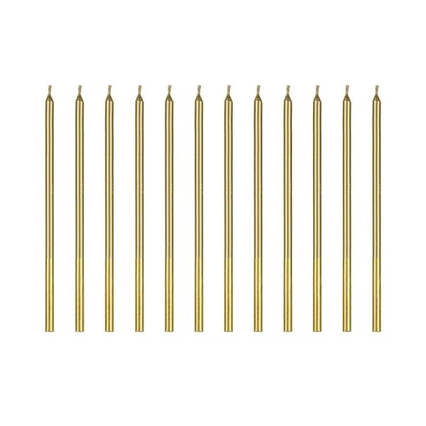 PartyDeco Svíčky zlaté 14 cm 12 ks
