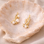 Náušnice s perlami Georgette, Zlatá Bílá