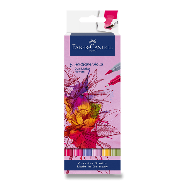 Popisovače Faber-Castell Goldfaber Aqua Dual Marker Flowers - sada 6 barev