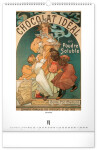 Nástěnný kalendář 2027 Notique Alfons Mucha, 33 × 46 cm