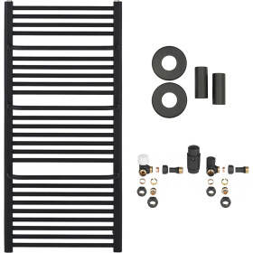 CERANO - Koupelnový radiátorový set Antonio - ústřední vytápění - boční připojení - 655W - černá matná - 1180x550 mm mm CER-663298