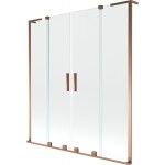 MEXEN/S - Velar L Duo dvoukřídlá posuvná vanová zástěna 140 x 150, transparent, růžové zlato 896-140-003-02-60