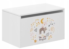 GLOBIS Dětský úložný box s kočičkou a hvězdami 40x40x69 cm Bíla