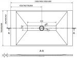 MEXEN/S - Toro obdélníková sprchová vanička SMC 130 x 70, bílá, mřížka zlatá 43107013-G