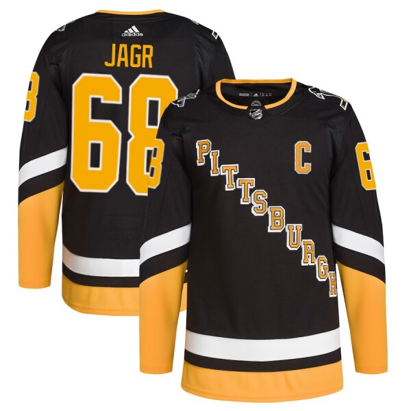 Pánský dres Jaromír Jágr #68 Pittsburgh Penguins Adidas Authentic Player Pro Alternate Black Velikost: 54 (XL)